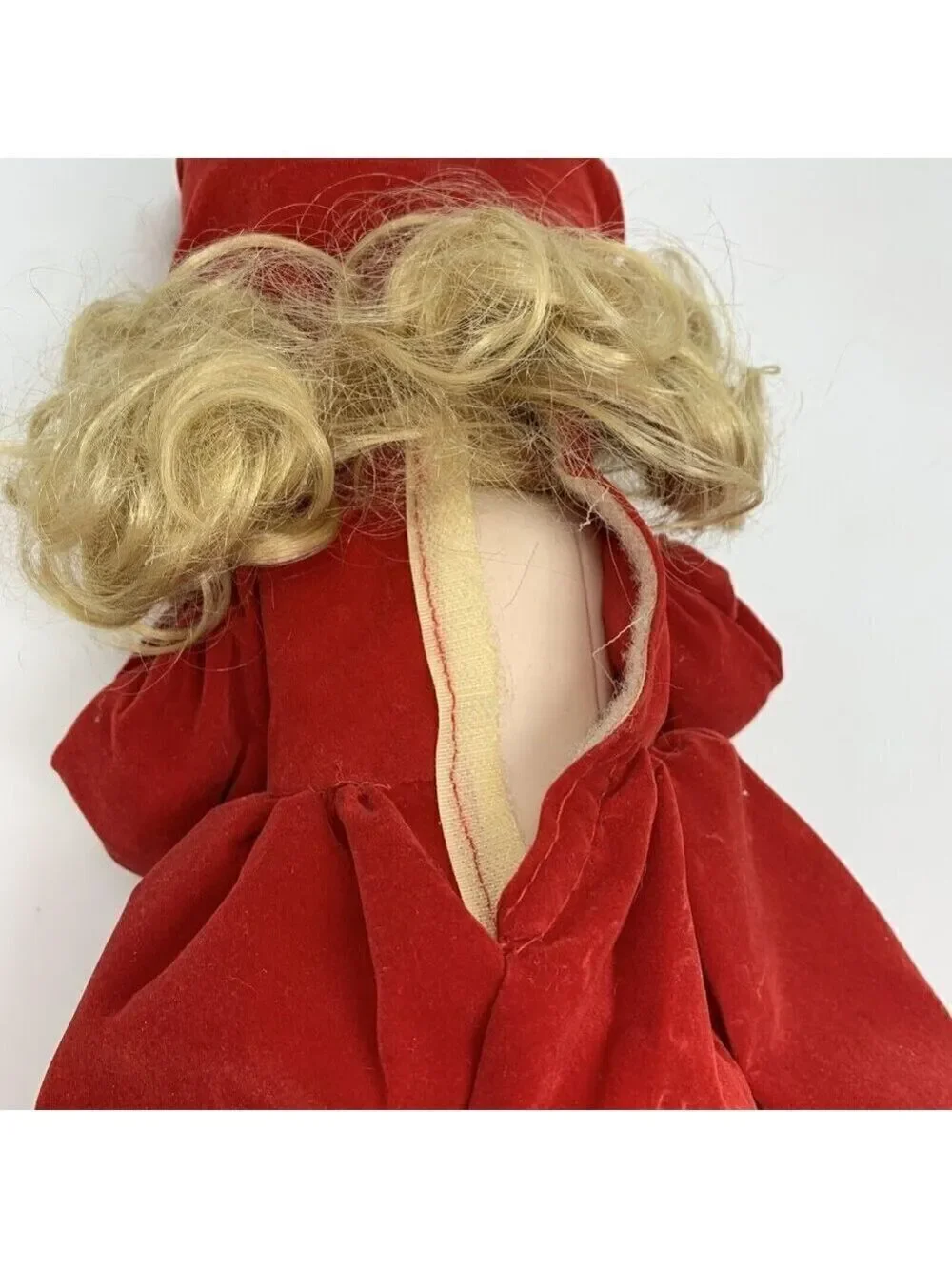 Vintage Blonde Christmas Caroler Doll READ Red Velvet White Faux Fur Holiday